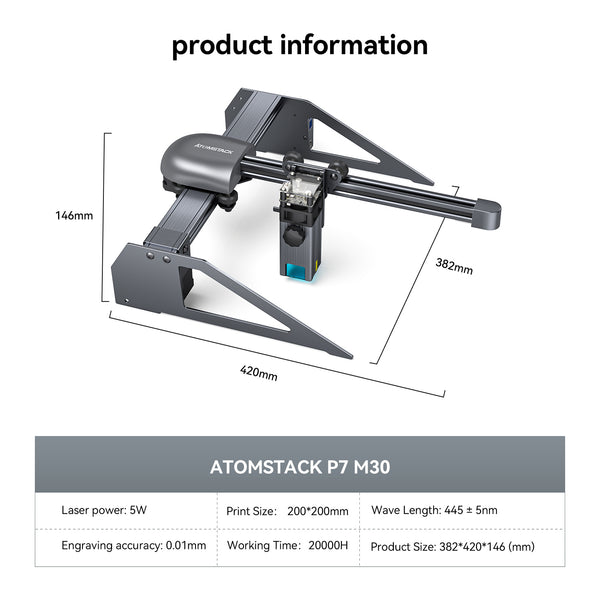 ATOMSTACK P7 30W Laser Engraver Desktop DIY Engraving Cutting Machine with 200*200 Engraving Area Fixed-focus Laser