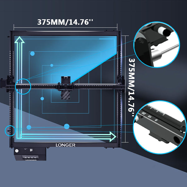 LONGER Ray5 20W Laser Engraver Cutting Machine 375x375mm Quick Focus Wifi Control Move Thermal Offline Motionless Eye Protection