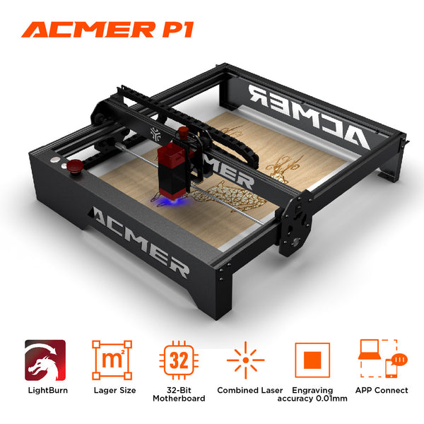 ACMER P1 10W Laser Engraver Tools Engraving Cutting Machine 400X410mm For Size Wood Metal Support Offline With Wifi Control