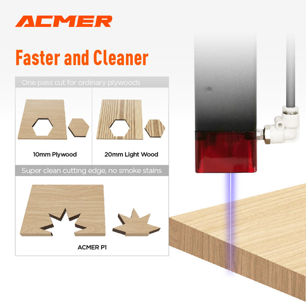 ACMER P1 10W Laser Engraver Tools Engraving Cutting Machine 400X410mm For Size Wood Metal Support Offline With Wifi Control