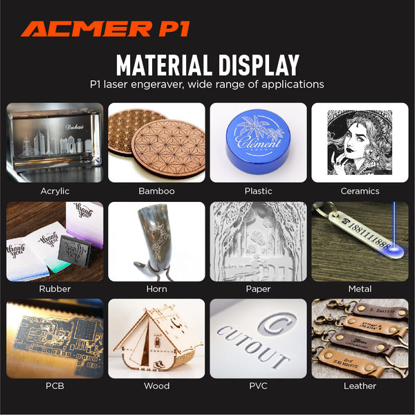 ACMER P1 10W Laser Engraver Tools Engraving Cutting Machine 400X410mm For Size Wood Metal Support Offline With Wifi Control