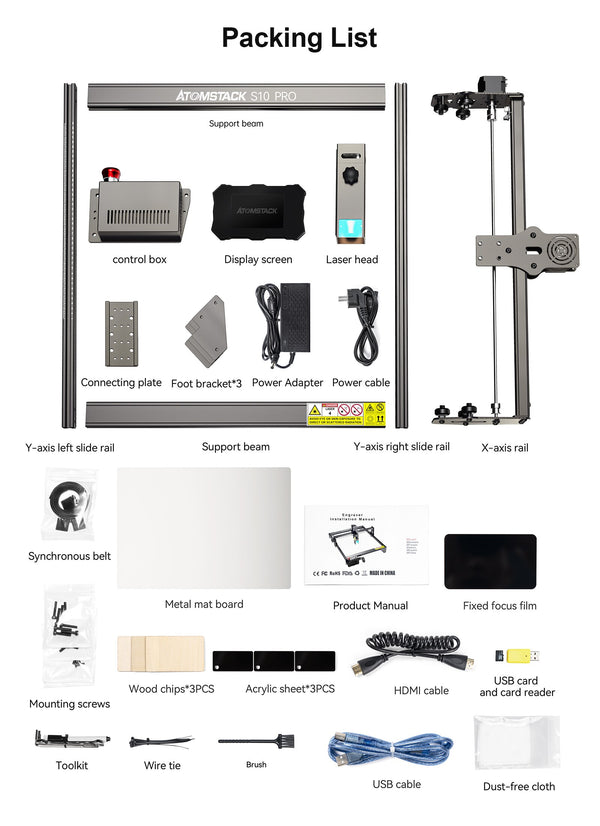 ATOMSTACK S10 X7 A10 PRO Laser Engraver Cutter, 10W Output Power Eye Protection Desktop DIY Laser Marking Wood Cutting