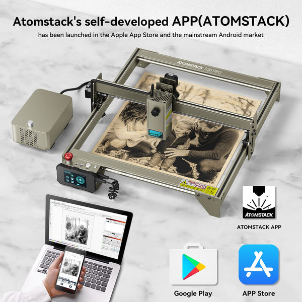 ATOMSTACK X20 S20 PRO 130W Laser Engraver Easy to Cut 8mm Plywood with Air Assist kit Support Mobile Phone APP