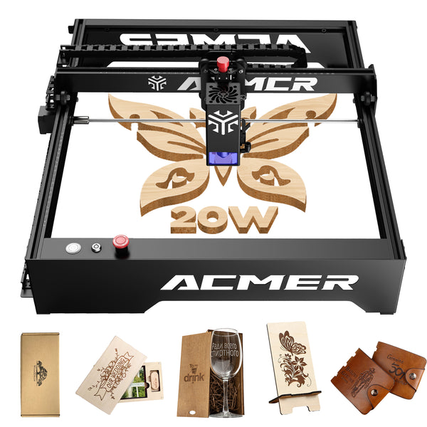 ACMER P1 20W Laser Engraving Cutting Machine Automatic Air-assist System APP Wifi Control Metal Wood Leather LaserCuttingMachine