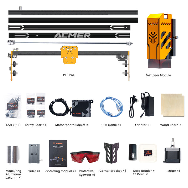 ACMER P1 S Pro 6W lasers engraving machine GRBL APP Offline Control 445±5nm Blue CNC cutting machine woodworker planks Engraver