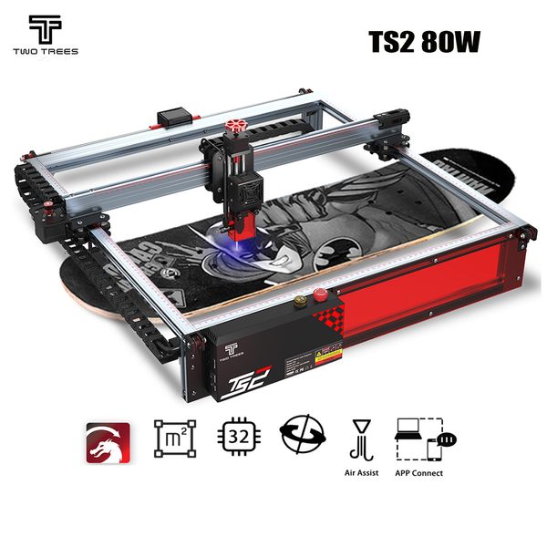 Twotrees TS2 80W Laser Engraver Machine 10W Output Power Compressed Spot Technology LaserGRBL LightBurn Wifi Horizontal Gyroscope 450x450mm